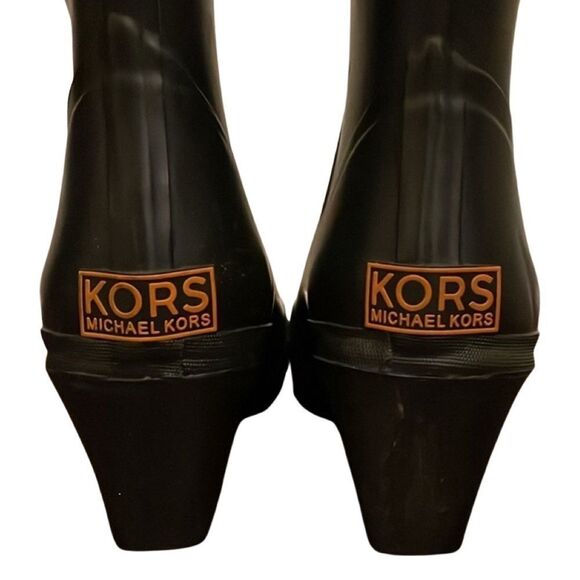 Michael Kors wedge rain boot knee high size 8 black vintage - Picture 2 of 10